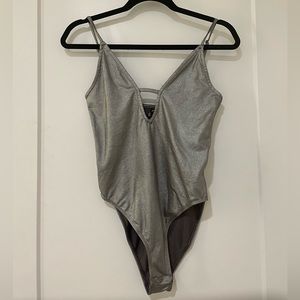 H&M Silver Metallic Body Suit